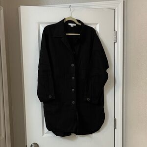 HYFVE Elegant Black Button-Up Denim Dress